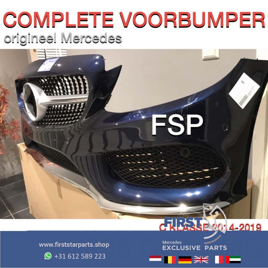 W205 C205 AMG LINE VOORBUMPER + DIAMOND GRIL ORIGINEEL Merce, Utilisé, -, Avant, -