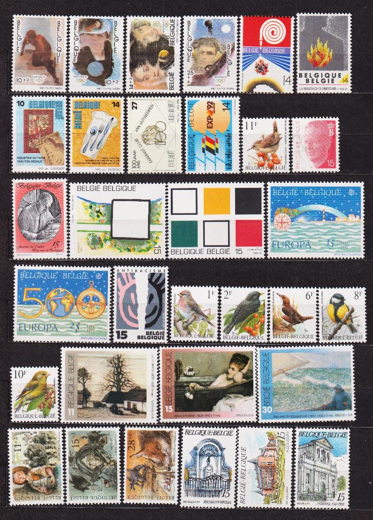 België 1992 volledig jaar **, Postzegels en Munten, Verzenden, Postfris, Postfris