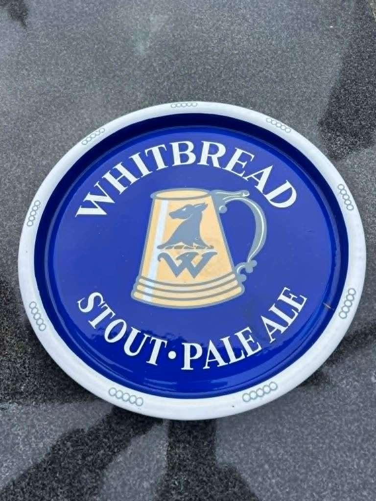 emaille plateau Whitbread in nieuwstaat, Verzamelen, Ophalen, Zo goed als nieuw, Reclamebord