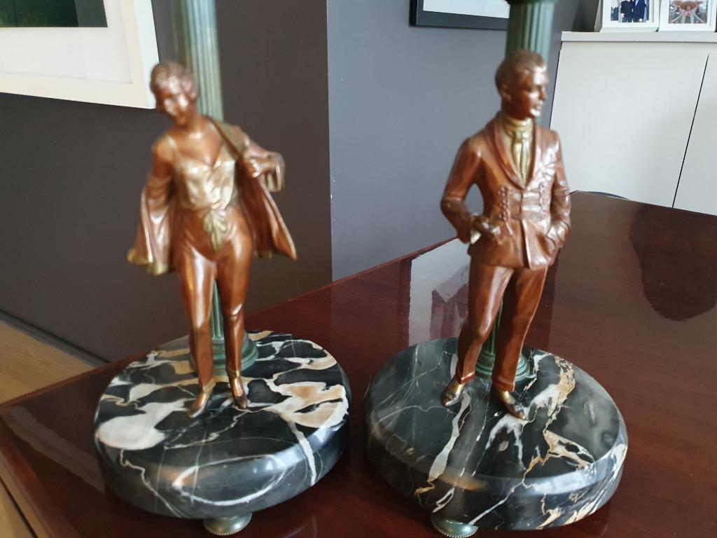 Couple de statuettes signée « Z » (Bruno Zach), Enlèvement ou Envoi, Utilisé, Humain