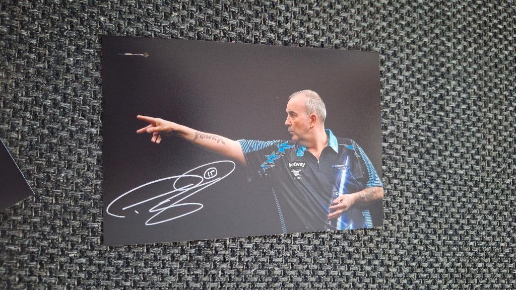 Foto Phil Taylor met handtekening (print) # Darts, Sport en Fitness, Darts, Verzenden, Nieuw, Overige typen