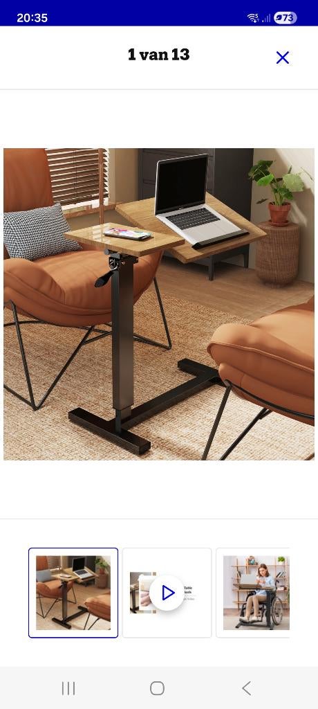 Laptoptafel met wieltjes, Ophalen, Nieuw, In hoogte verstelbaar