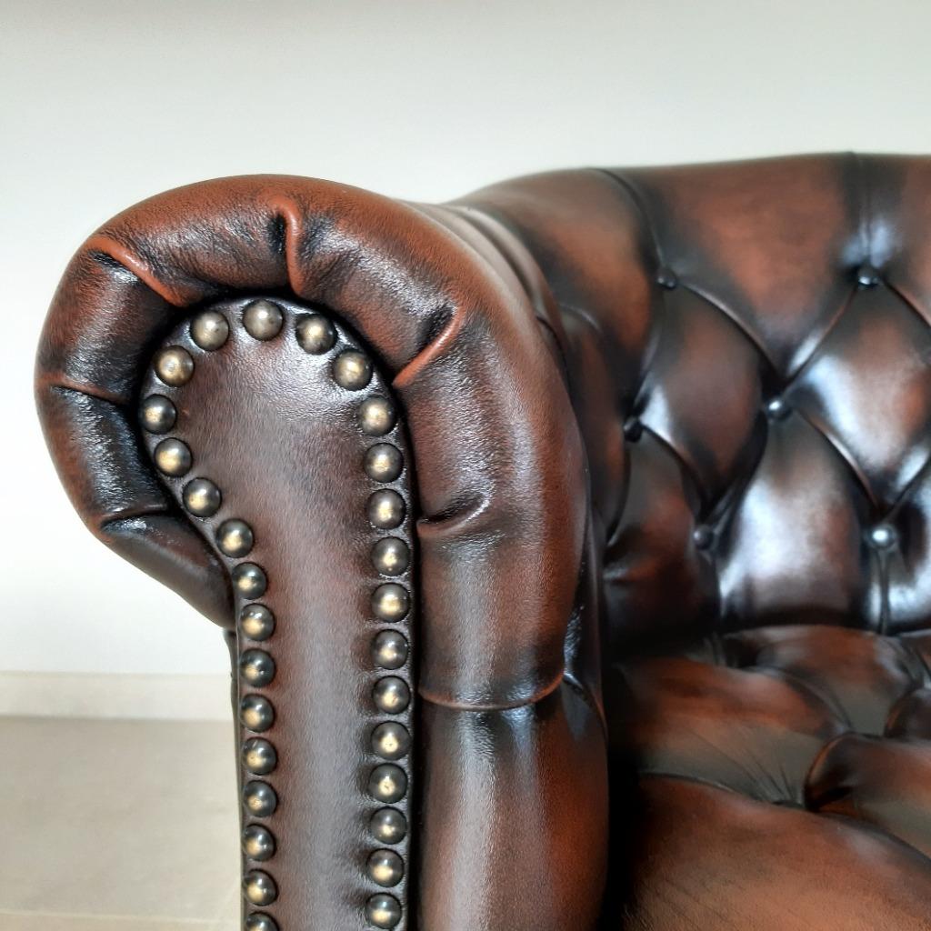 Fauteuil Chesterfield  en cuir véritable, Enlèvement, Comme neuf, Cuir