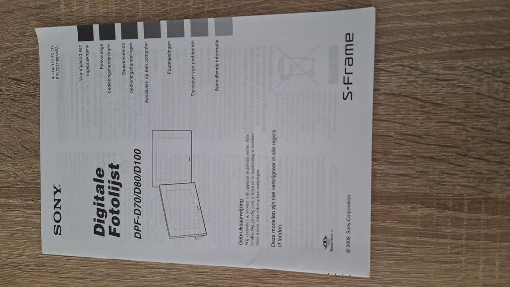 Cadre photo numérique Sony, Enlèvement, Comme neuf, Télécommande