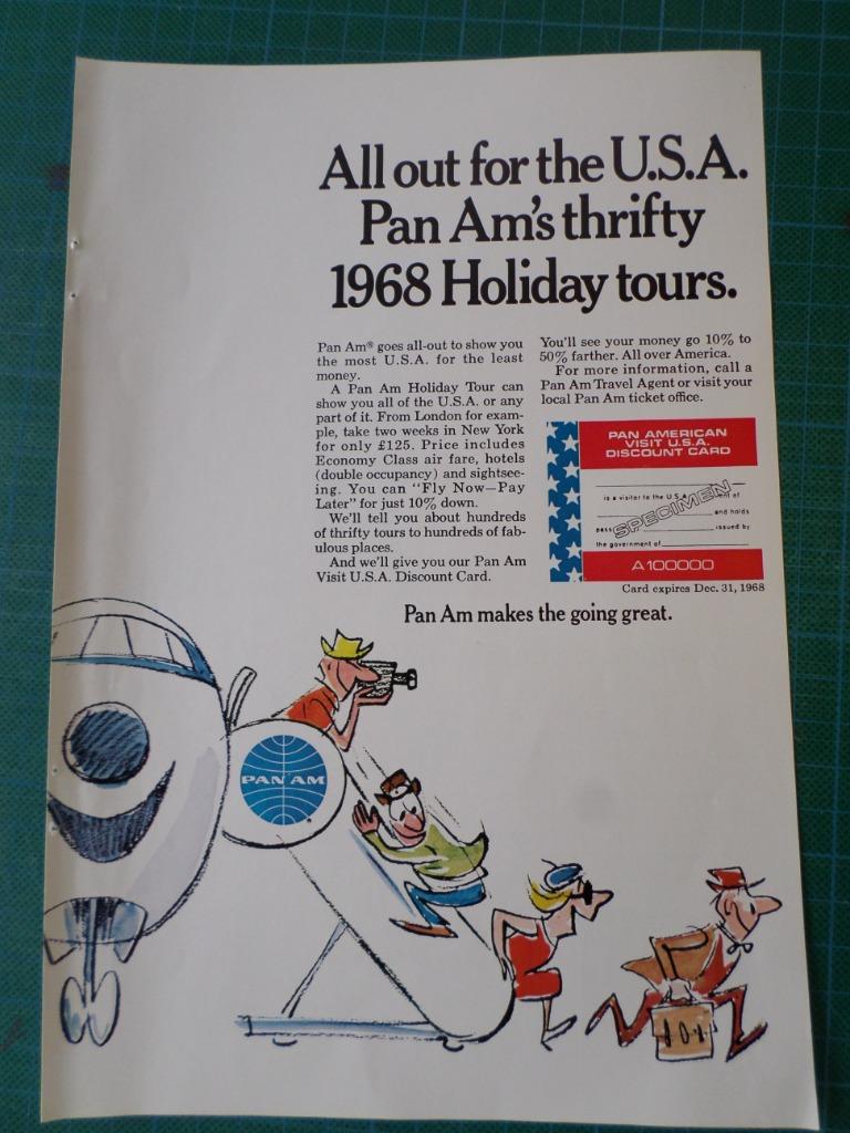 Pan Am - publicité papier - 1968, Ophalen of Verzenden, Gebruikt, Overige typen