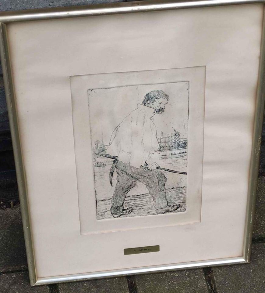 Gravure homme signe Henri evenepoel, Enlèvement ou Envoi