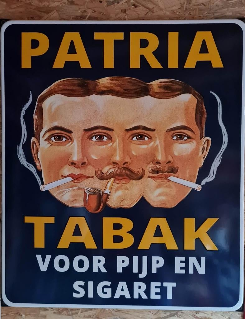 Patria tabak emaillen reclame bord mancave decoratie borden, Ophalen of Verzenden, Zo goed als nieuw, Reclamebord