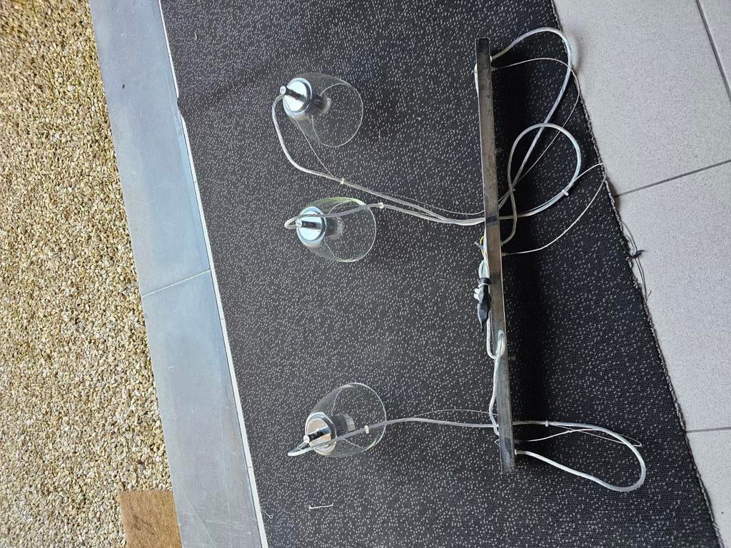 Hanglamp in glas met 3lichtpunten, Ophalen, Zo goed als nieuw, Glas