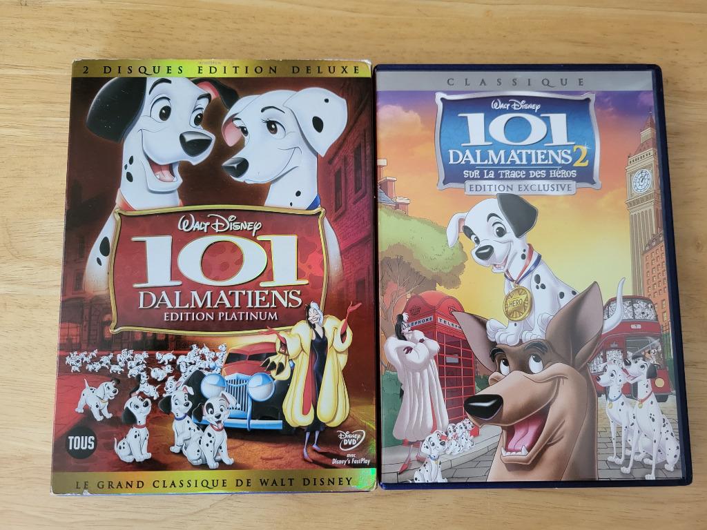 Lot DVD Disney Les 101 Dalmatiens 1 & 2, CD & DVD, Tous les âges, Enlèvement, Américain, Dessin animé