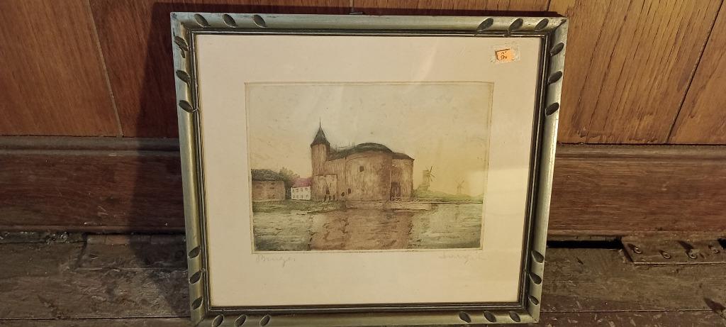 Gravure stad Brugge, 30x26, n178, Ophalen of Verzenden