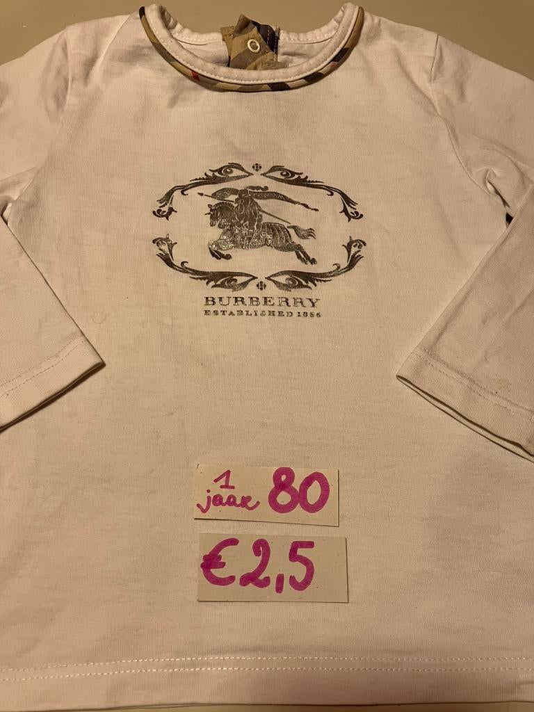 Burberry maat 80 t shirt, Ophalen of Verzenden