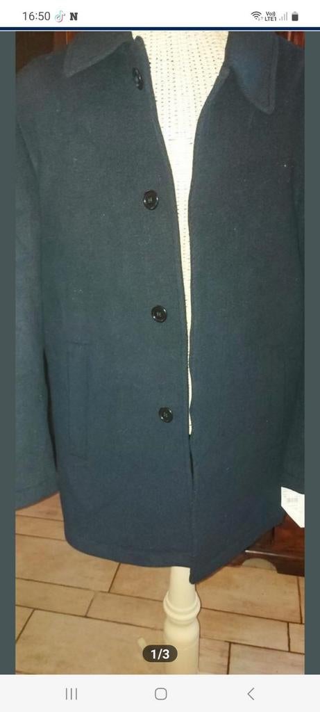 Nieuwe herenmantel met knopen maat 50, Ophalen of Verzenden, Zo goed als nieuw, Maat 48/50 (M), Blauw