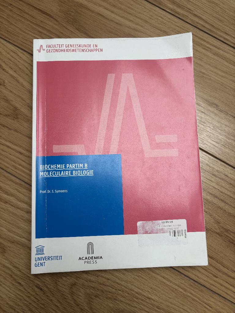 Biochemie Partim B Moleculaire biologie, Boeken, Ophalen of Verzenden, Zo goed als nieuw, Hoger Onderwijs