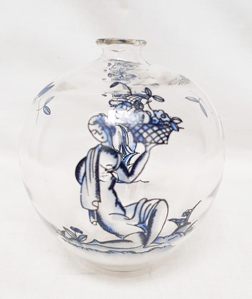 Vase en verre email (Vedar ?) Art Déco, Enlèvement ou Envoi