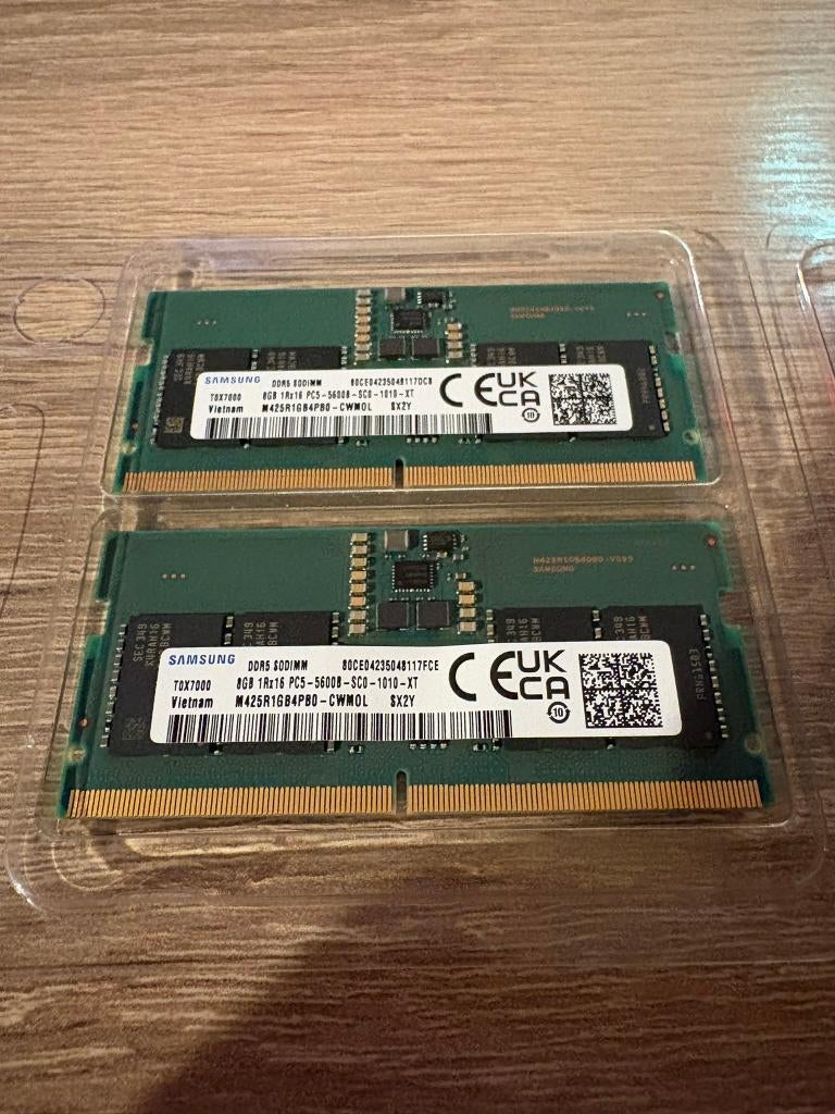 16 Go (2×8 Go) DDR5 SODIMM 5600 MHz mémoire portable Samsung, Enlèvement ou Envoi, Comme neuf, DDR5, Laptop