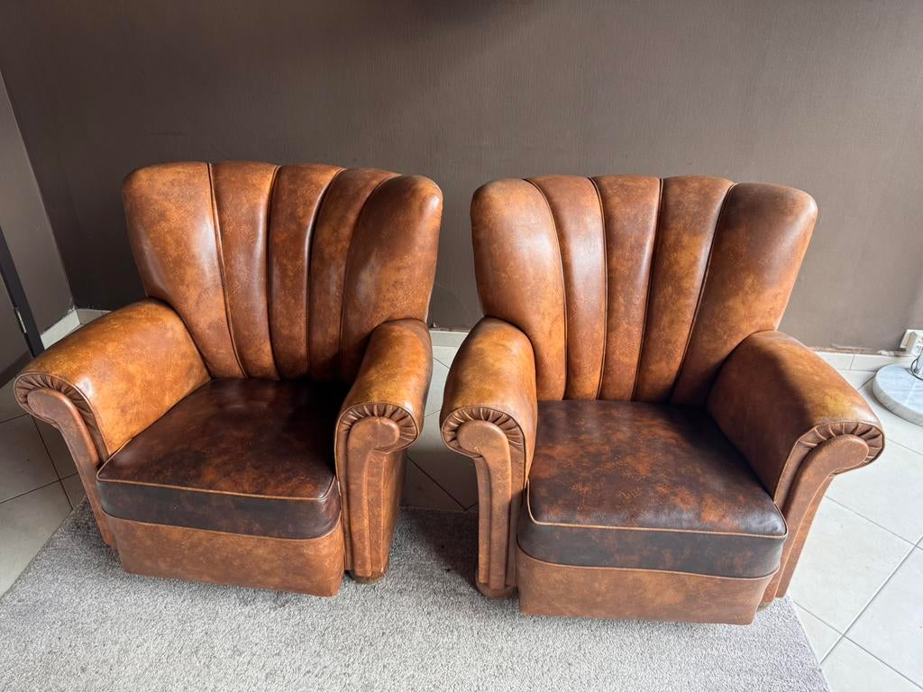 Cognackleur 2 zetels, Huis en Inrichting, Fauteuils, Ophalen, Gebruikt, 75 tot 100 cm, Rocaille