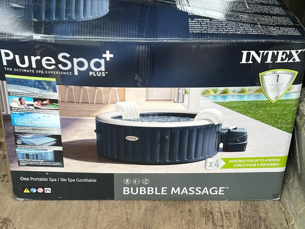 Spa gonflable Intex PureSpa 4 places + LED – Neuf, Enlèvement, Gonflable