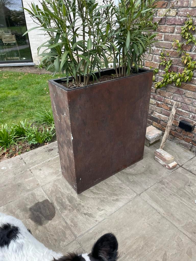 Set 6 zeer stevige bloembakken, Tuin en Terras, Ophalen, Gebruikt, Metaal, 60 tot 100 cm