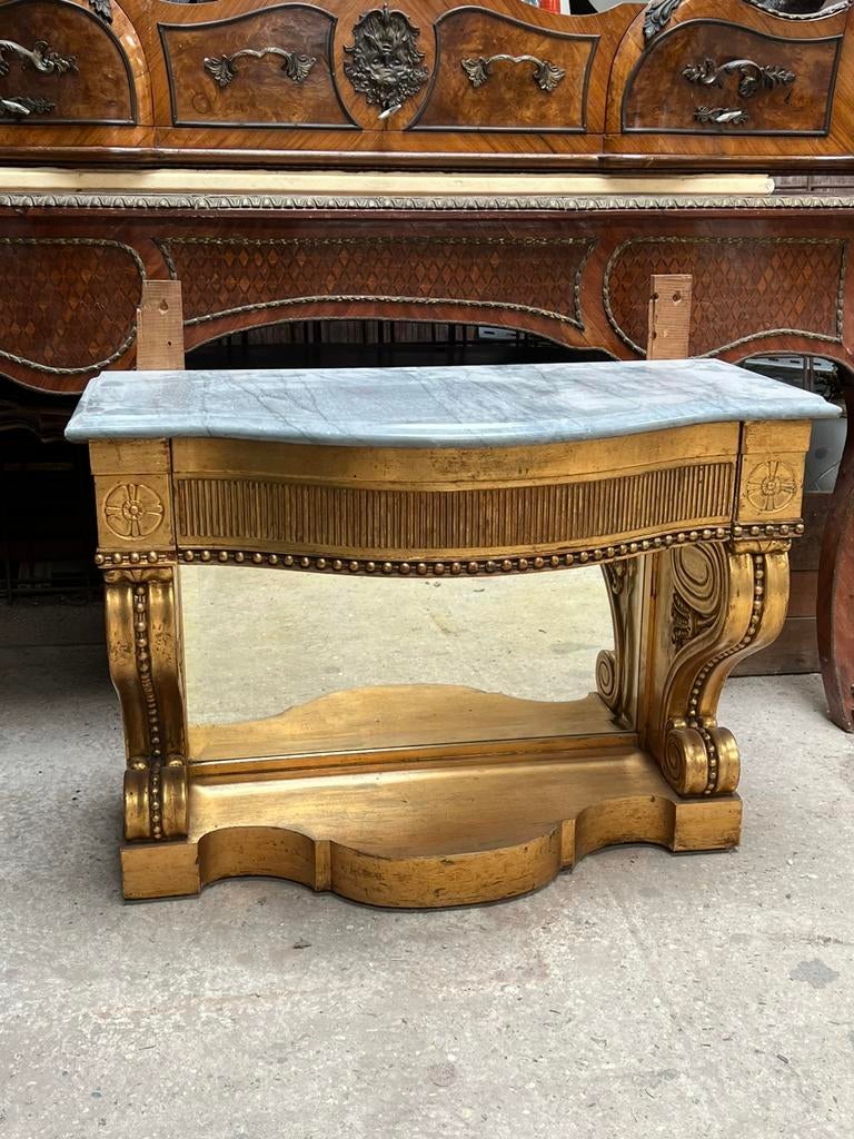 Antieke wandtafel met lade en spiegel onderaan, Huis en Inrichting, Ophalen, Gebruikt, Barok