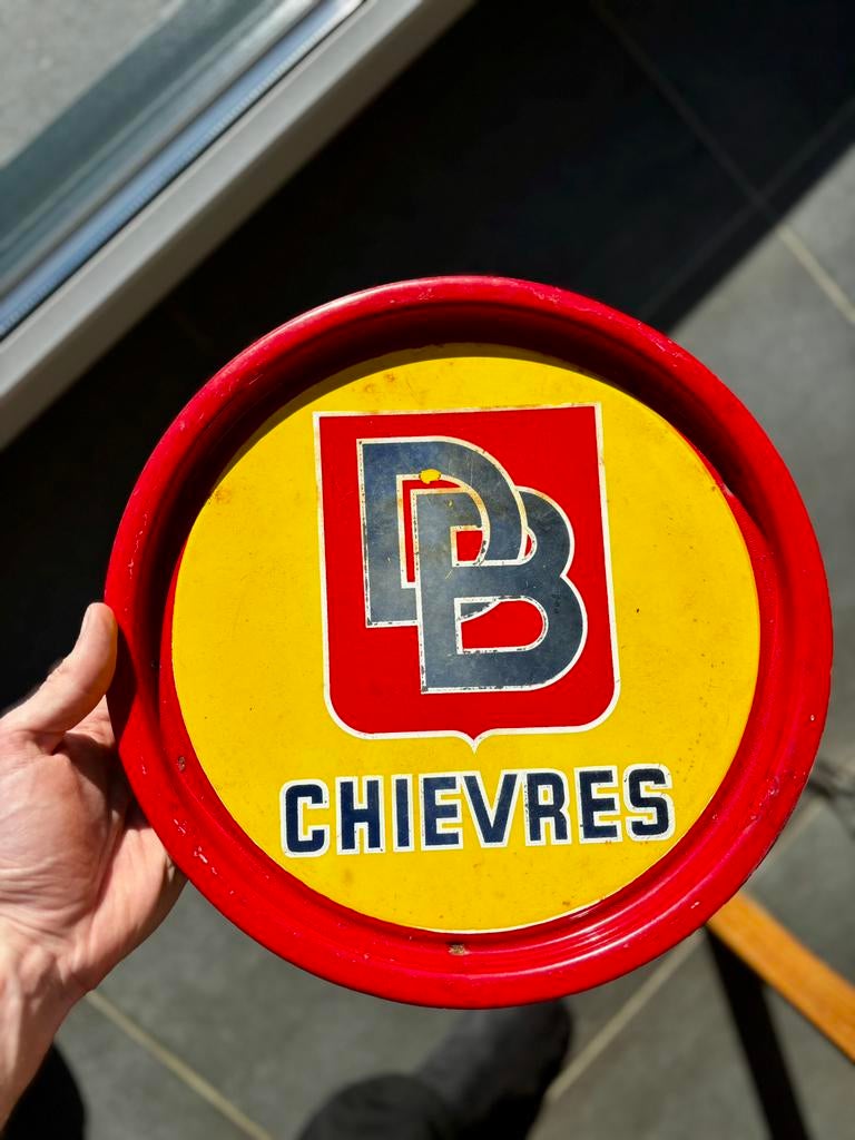 Plateau émaillé publicitaire DB chievres, Collections, Marques & Objets publicitaires, Enlèvement ou Envoi, Comme neuf
