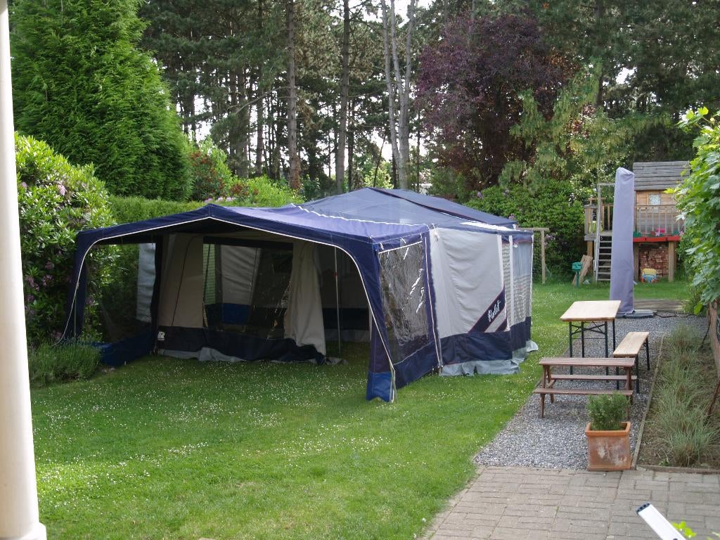 vouwwagen raclet met 5 slaapplaatsen, Ophalen, Blauw, Raclet, Aanwezig