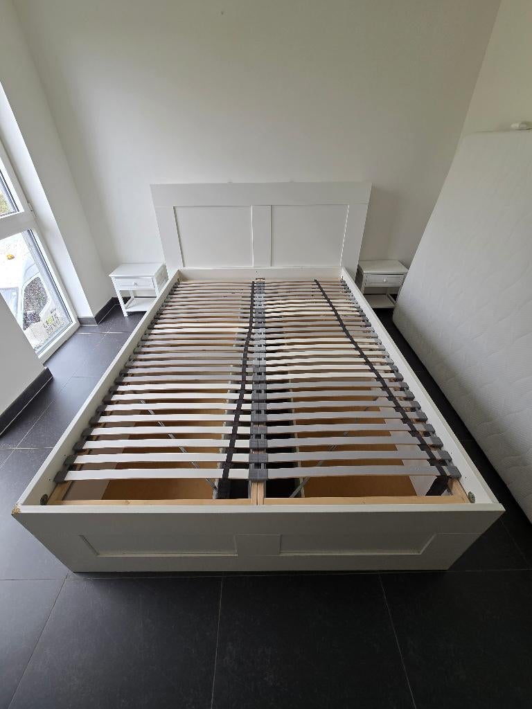 Tweepersoons bed + matras, Huis en Inrichting, Slaapkamer | Bedden, Ophalen, Gebruikt, Tweepersoons, 140 cm