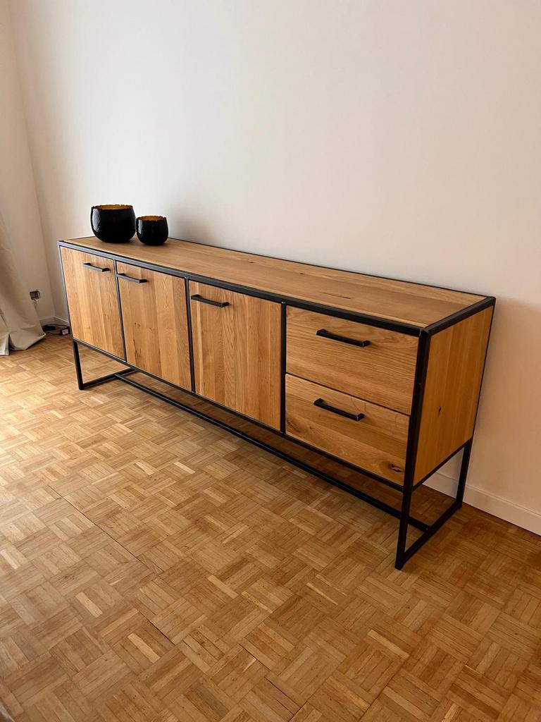 Dressoir, tv meubel, kast, meubel, gietijzer, teak, Huis en Inrichting, Kasten | Dressoirs, Ophalen, Zo goed als nieuw