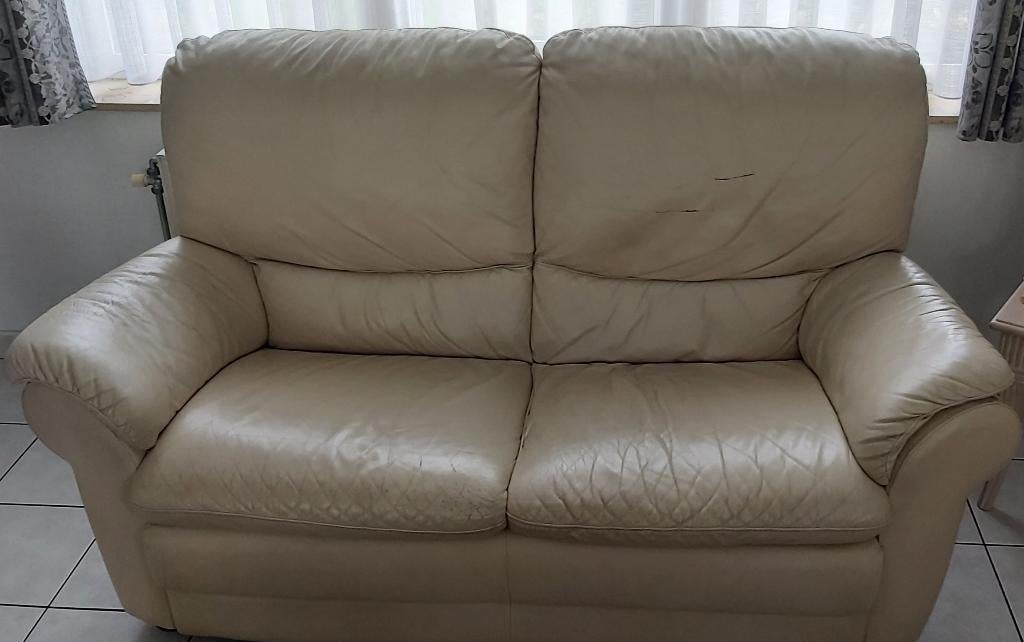 Salon3-2-1 zit met relax in 3zit en 1 zit, Ophalen, Gebruikt, Minder dan 75 cm, Leer