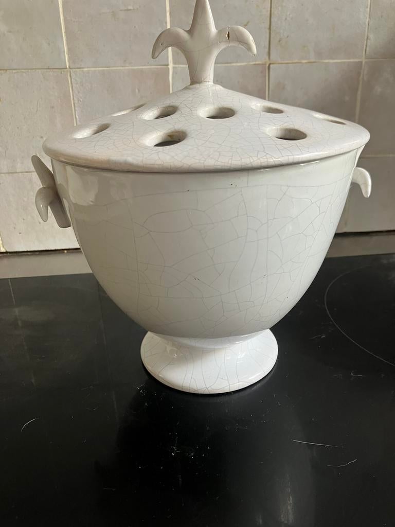 Wit geglazuurde keramische tulpen- of bloemenvaas, Antiek en Kunst, Ophalen