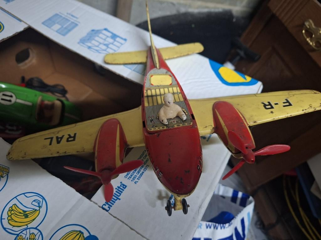 Vintage metalen vliegtuig joustra france, Ophalen of Verzenden