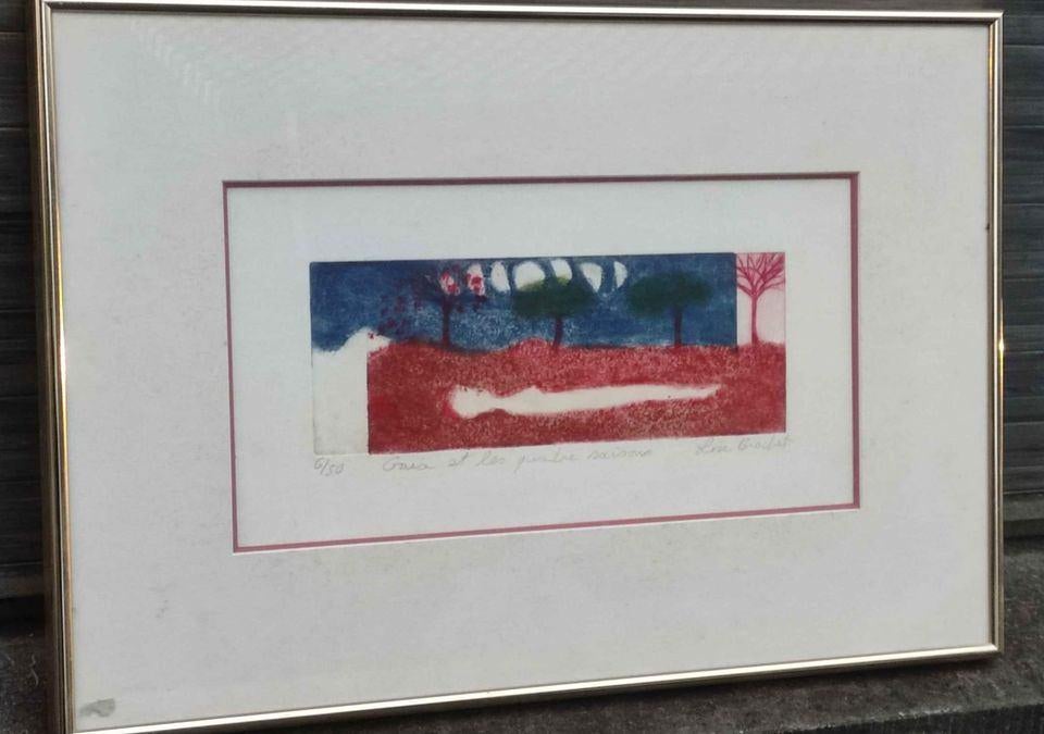 Eau forte gaia et les quatre saisons signe lise brachet, Antiquités & Art, Enlèvement ou Envoi, Numéroté