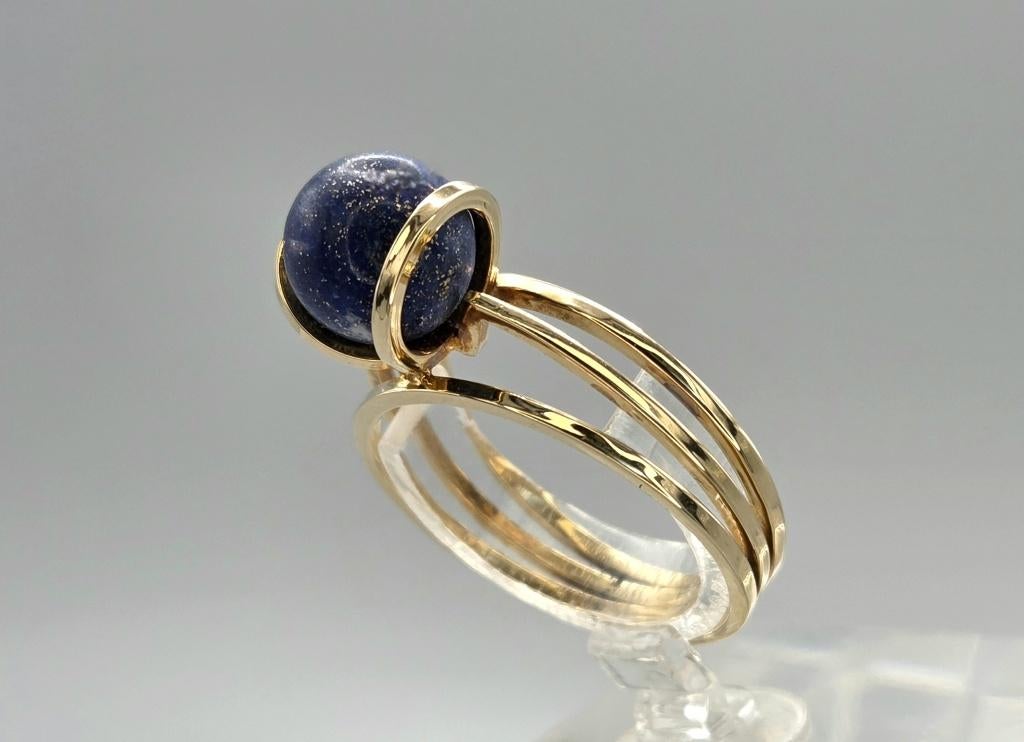Gouden Vintage design ring edelstenen lapis lazuli. 2026/210, Bijoux, Sacs & Beauté, Bagues, Enlèvement ou Envoi, Femme ou Homme