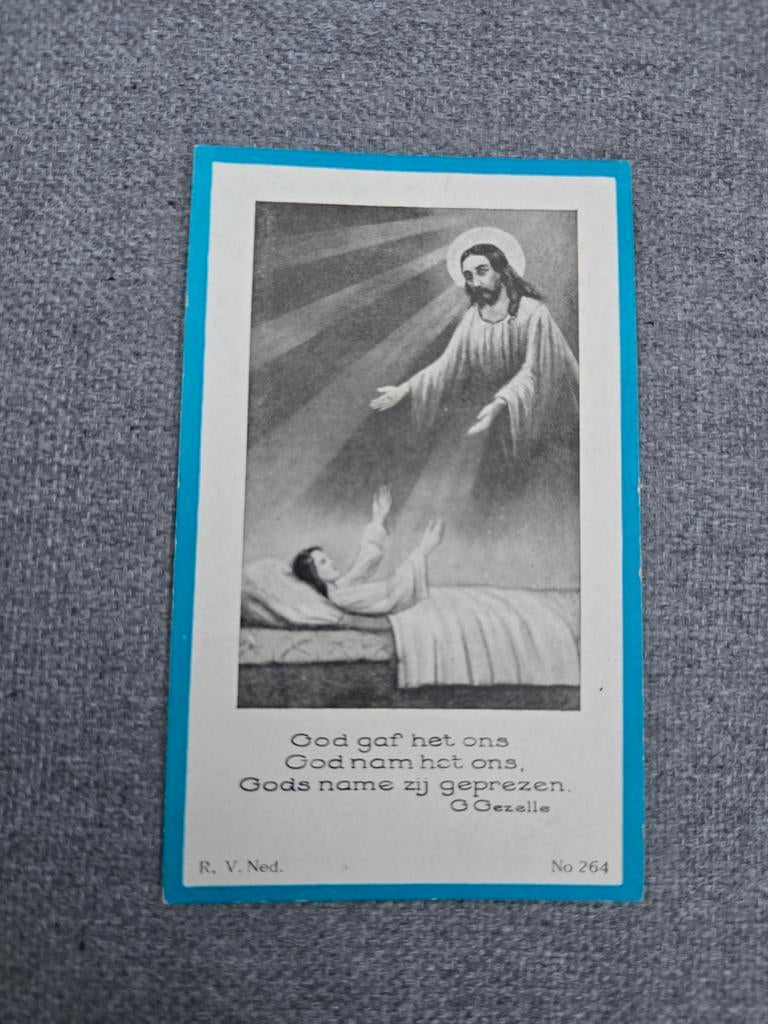 Carte de décès d'enfant 1930, assentiment, Enlèvement ou Envoi, Image pieuse