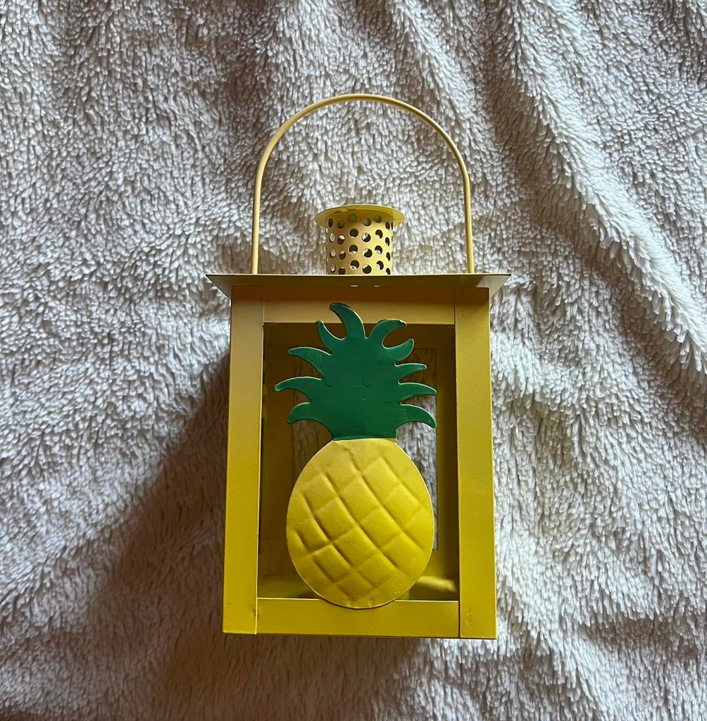 Gele lantaarn met ananas, Tuin en Terras, Verzenden, Zo goed als nieuw