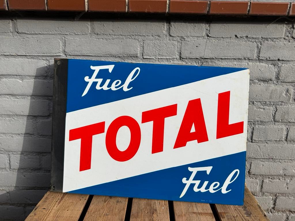 Panneau d'affichage ancien émaillé TOTAL Petrol, Enlèvement ou Envoi, Utilisé, Panneau publicitaire