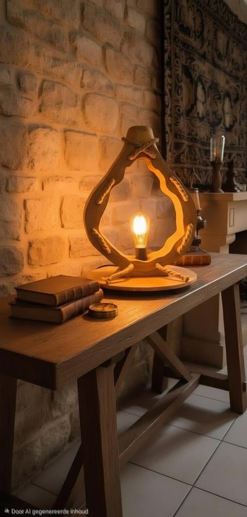 Handgemaakte Landelijke tafellamp, Huis en Inrichting, Ophalen, Nieuw, Landelijk, Minder dan 50 cm