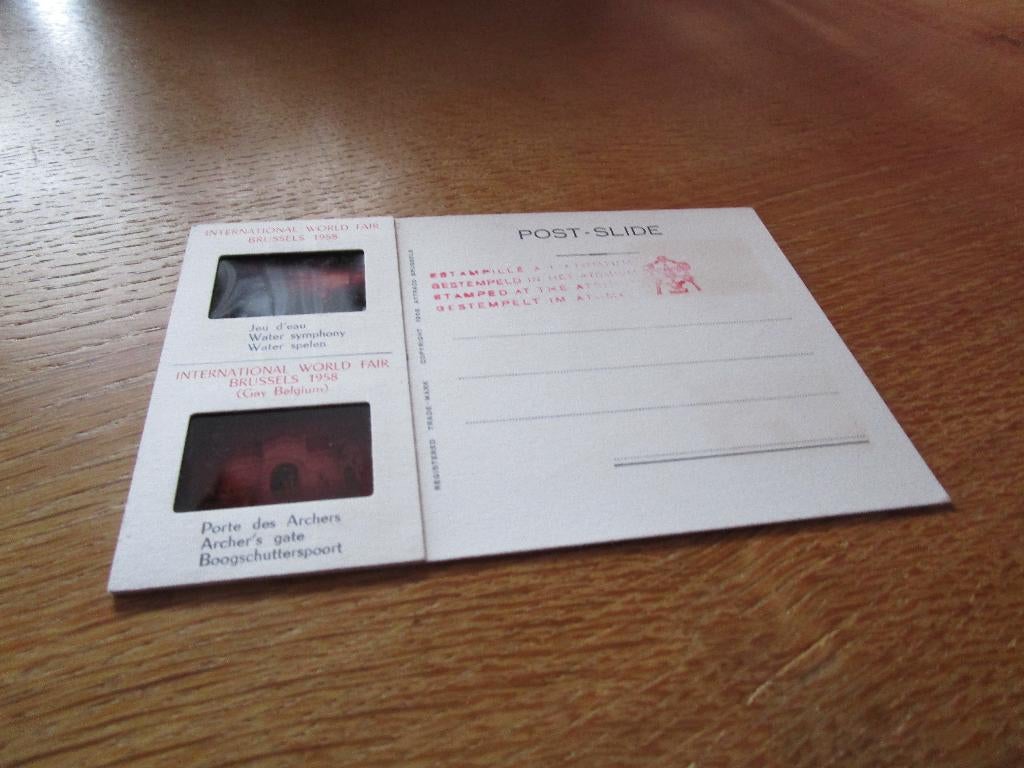 Diapositives de l'expo 58 incluses dans une post-diapositive, Collections, Envoi