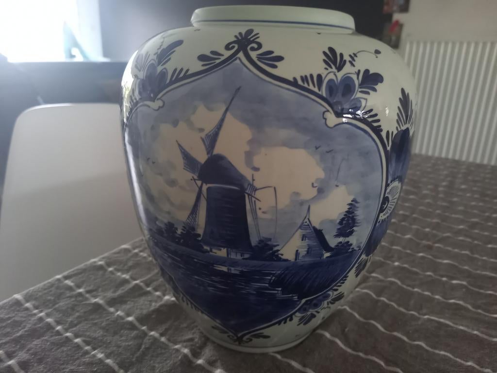 Bolvaas molen, Delfts blauw, vaas keramiek, Ophalen of Verzenden