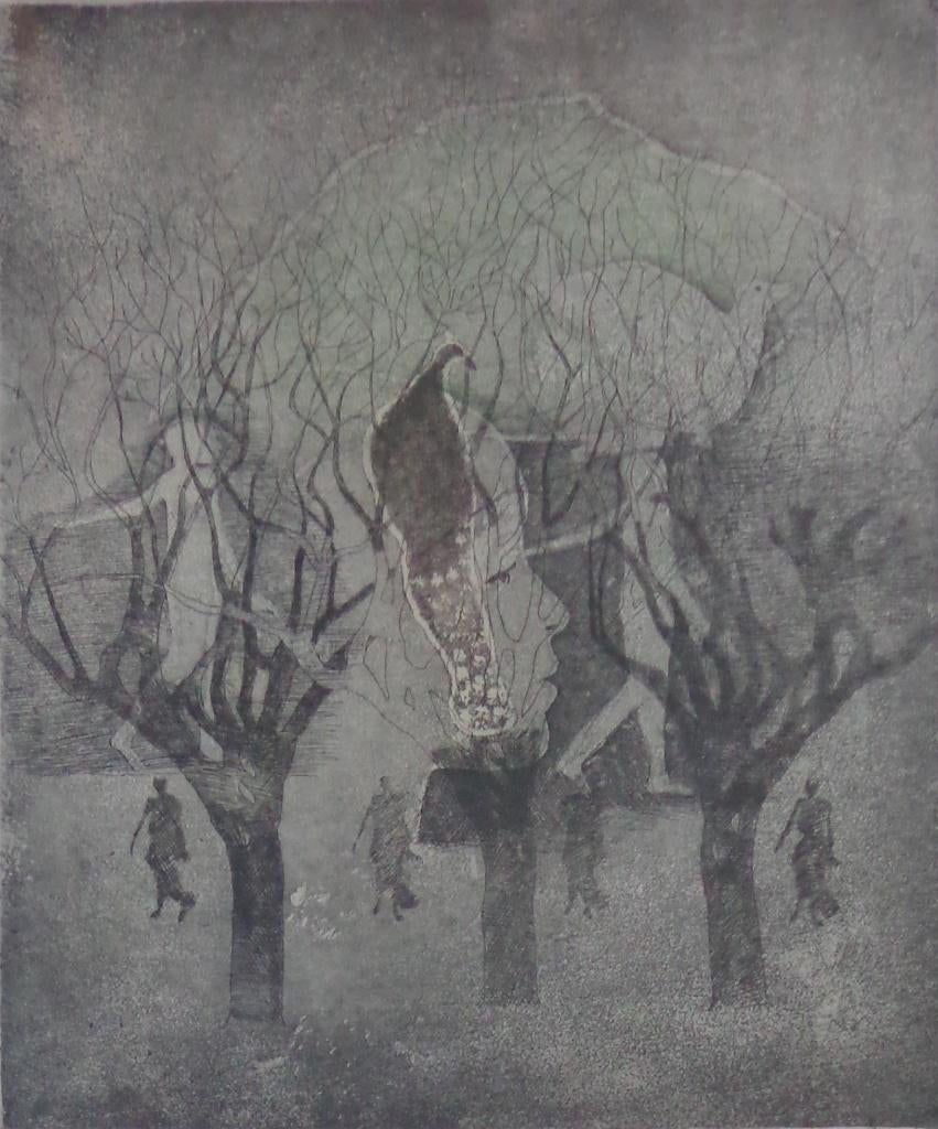 ANDRE GOEZU / L' ATTENTE / KLEURETS / 66x51cm / KADER / SIG, Ophalen of Verzenden