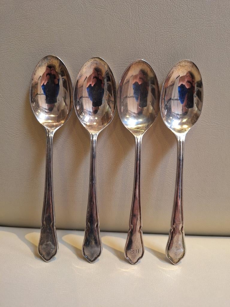 4 cuillères en métal argenté, Antiquités & Art, Enlèvement ou Envoi