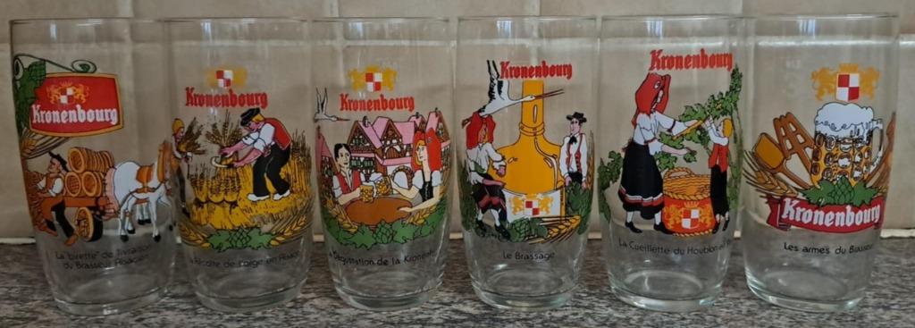 Set Kronenbourg glazen, Collections, Verres & Petits Verres, Utilisé, Verre à bière, Enlèvement ou Envoi