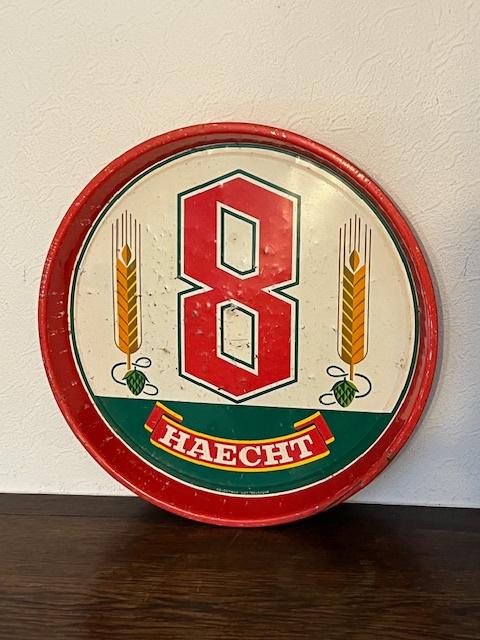 Oude blikken bierplateau Super 8 Haecht, Verzamelen, Biermerken, Ophalen