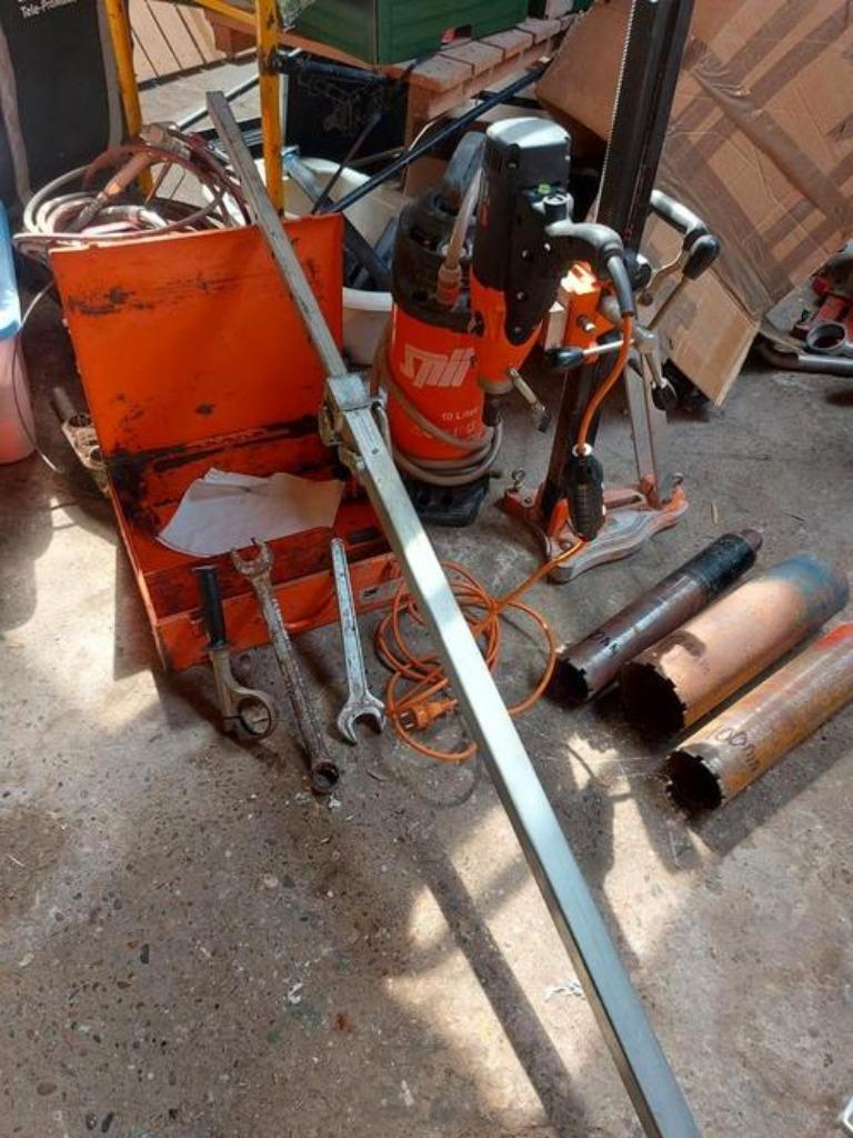 Foret diamanté Spit SD160 avec support et forets, Bricolage & Construction, 600 watts ou plus, Comme neuf, Vitesse variable, Foreuse sur colonne