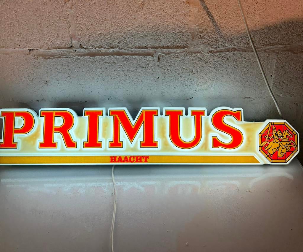 PRIMUS lichtreclame – Haacht – werkend – vintage bierbord, Enlèvement ou Envoi, Comme neuf, Table lumineuse ou lampe (néon)