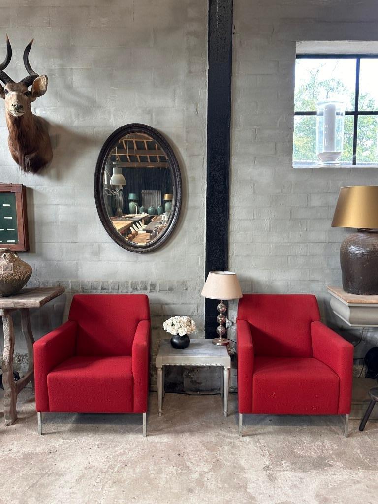 2 Morso Steel fauteuils ontworpen door Enrico Franzolini, 75 tot 100 cm, Ophalen of Verzenden, Zo goed als nieuw, Stof