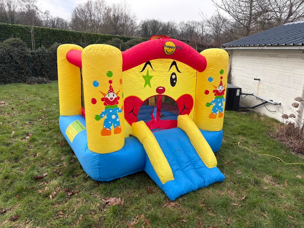 Happy Hop Springkasteel met Glijbaan & Basketbalring, Diversen, Overige Diversen, Zo goed als nieuw, Ophalen