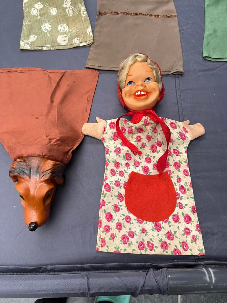 Vintage handpoppen poppentheater set jaren 50/60 – compleet, Ophalen of Verzenden, Gebruikt