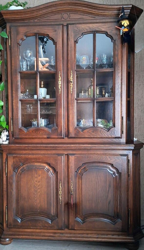 Eiken Vitrinekast, Huis en Inrichting, Kasten | Vitrinekasten, Ophalen, 100 tot 150 cm, Klassiek, Eikenhout