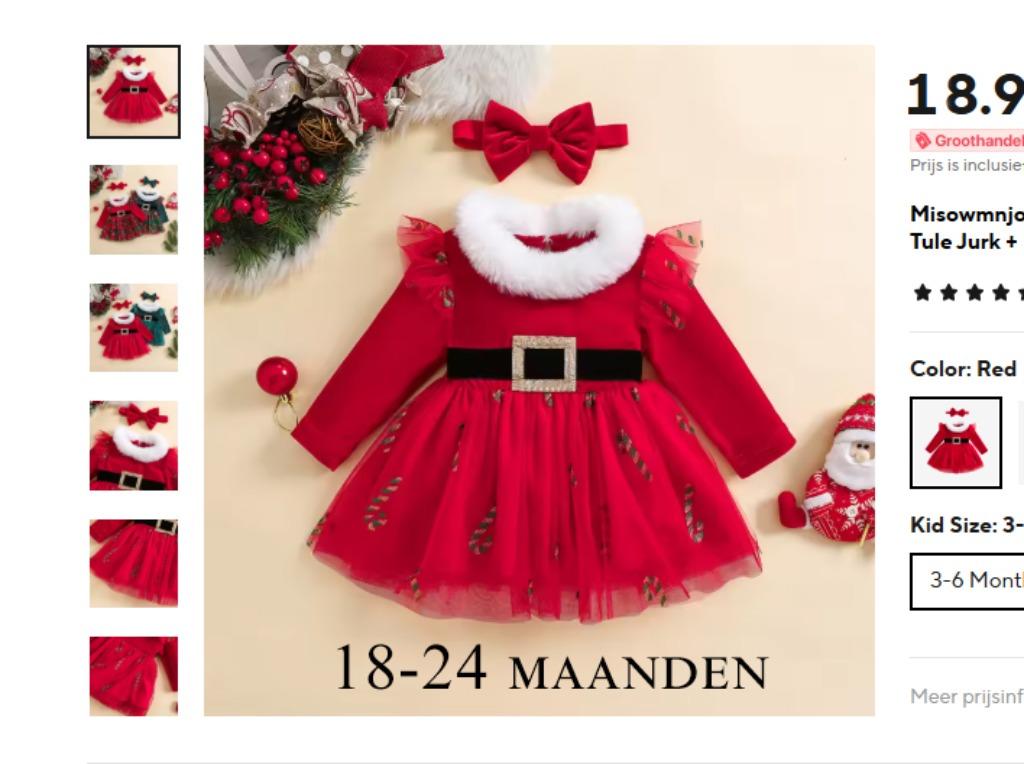 Kerstjurk 18-24 maanden nieuw, Ophalen of Verzenden, Nieuw