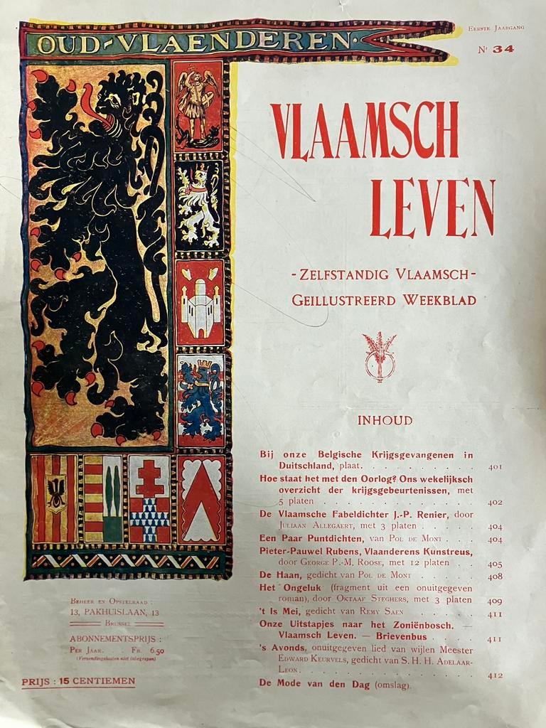 Tijdschrift WO1 - Vlaamsch Leven -1916, Ophalen of Verzenden, Voor 1920, Tijdschrift